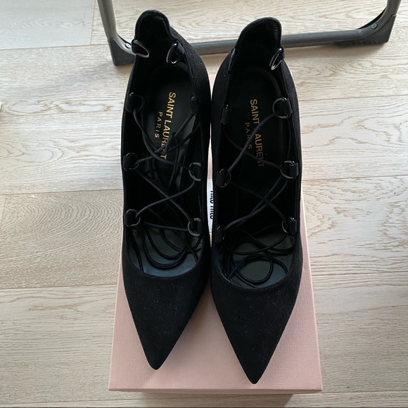 YSL lace up high heels, 38 1/2 - Picture 1 of 7